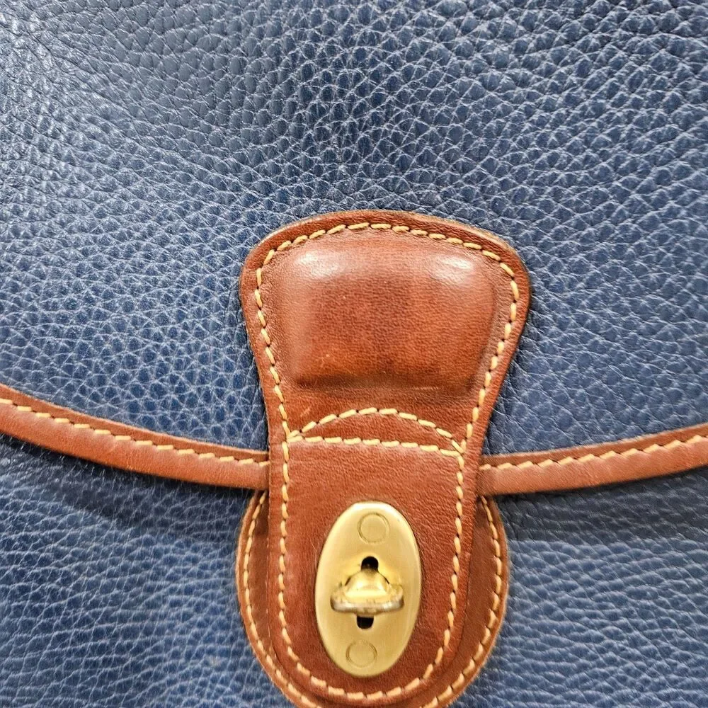 Vintage Coach Sheridan Monticello Leather Crossbody Bag 4226 Navy British Tan